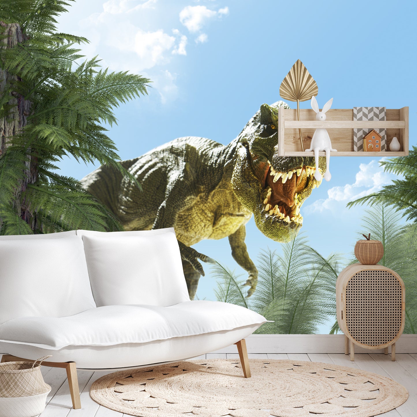 Fototapete Großer T-Rex-Dinosaurier Und Die Palme