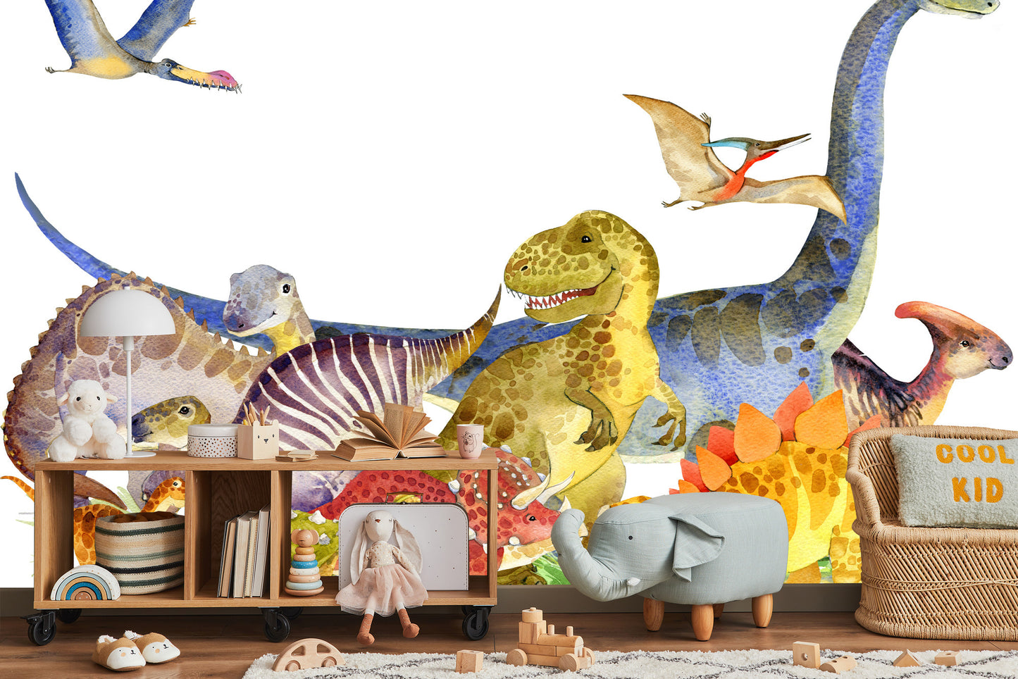 Fototapete Dinosaurier Mit Aquarell Gemalt