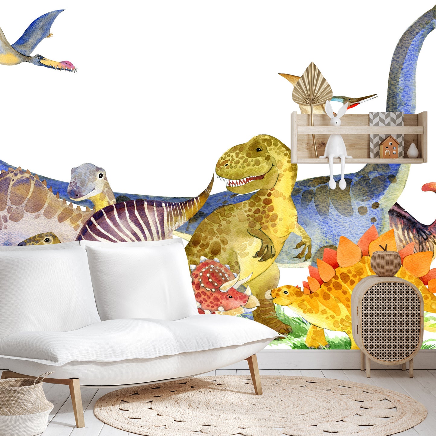 Fototapete Dinosaurier Mit Aquarell Gemalt
