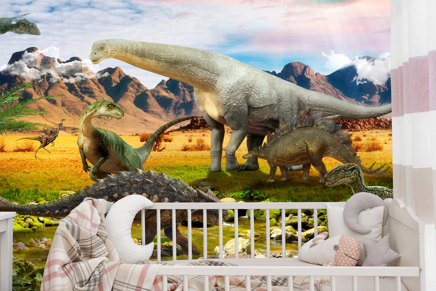Fototapete Realistische Dinosaurier Am Fluss