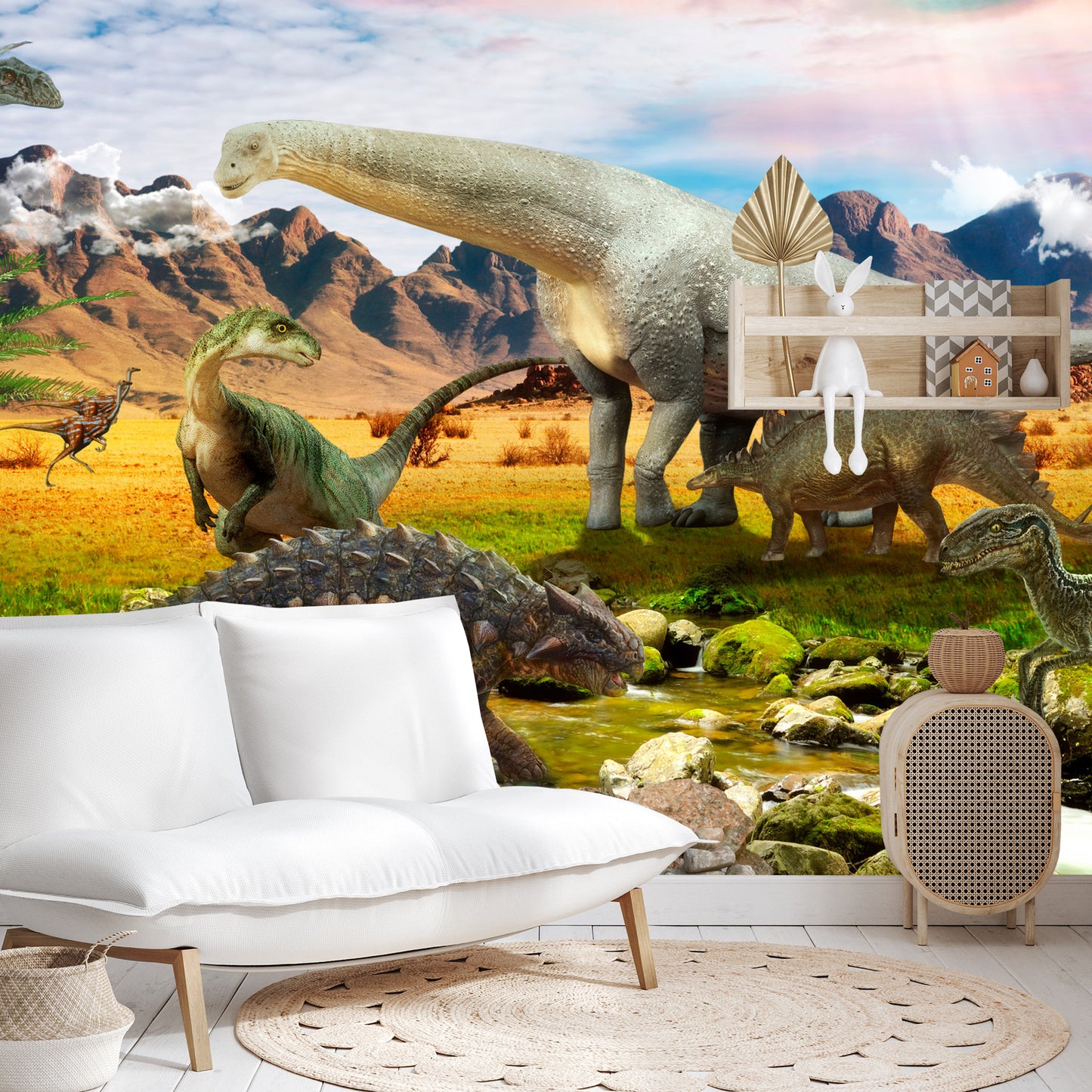 Fototapete Realistische Dinosaurier Am Fluss
