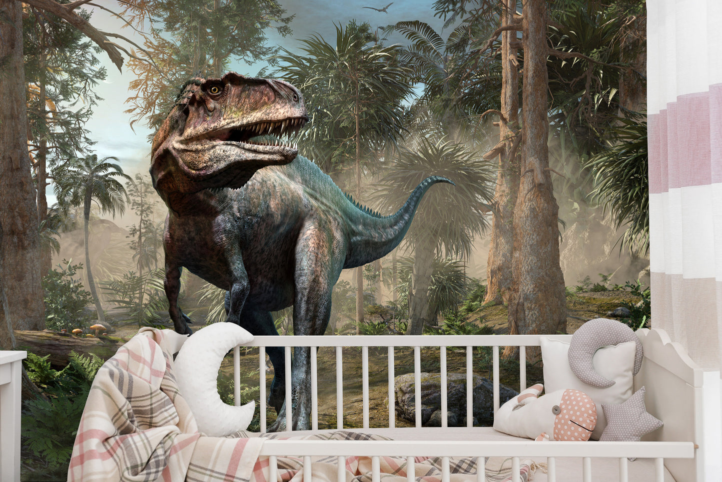 Fototapete Realistische Dinosaurier Und Palmen