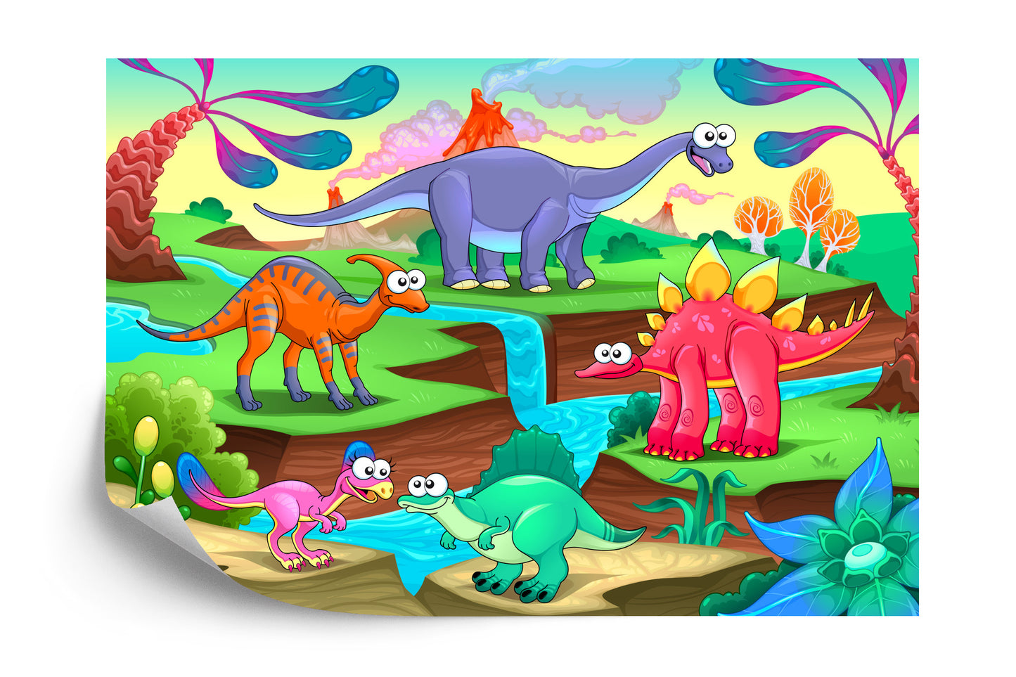 Fototapete Bunte Märchen-Dinosaurier