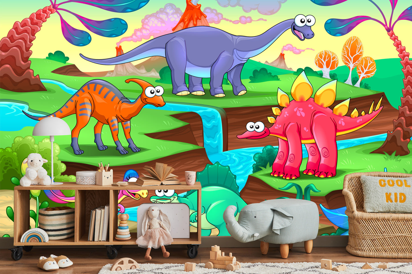 Fototapete Bunte Märchen-Dinosaurier