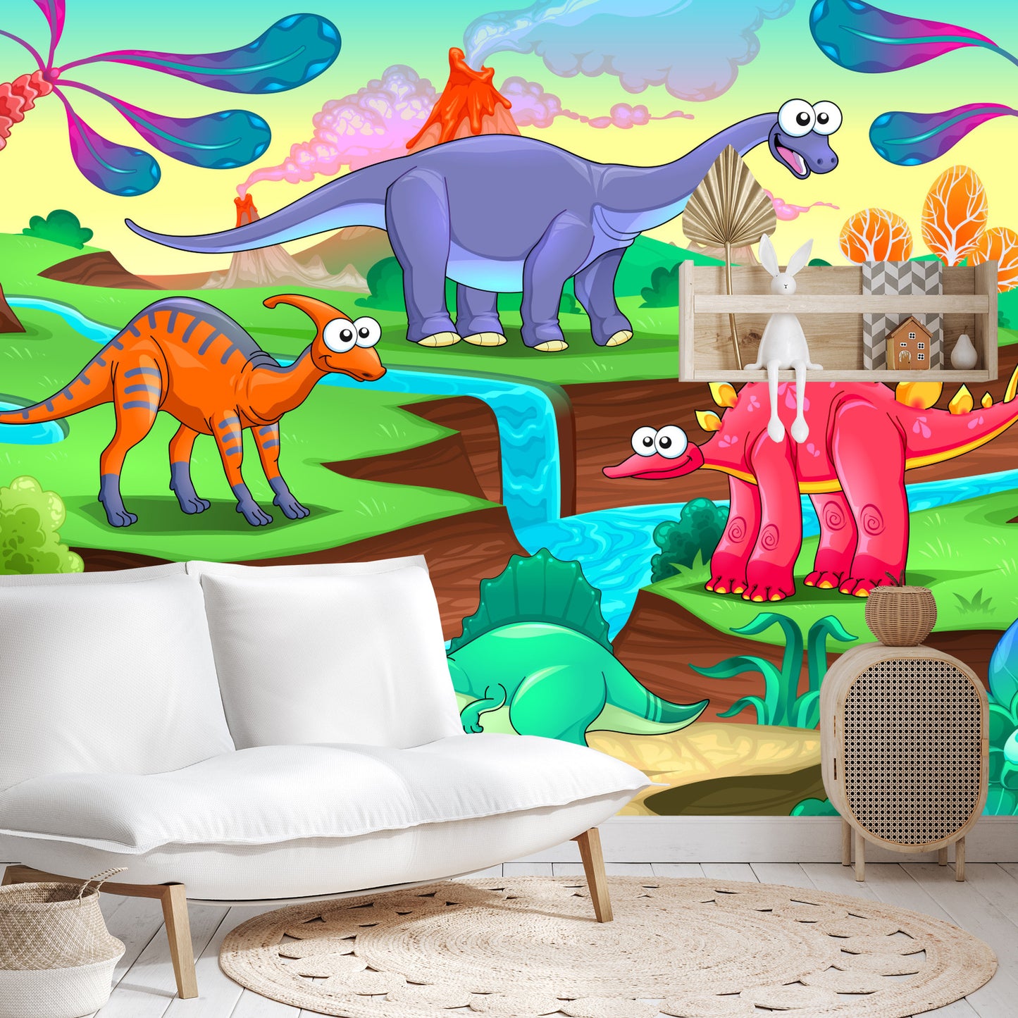 Fototapete Bunte Märchen-Dinosaurier