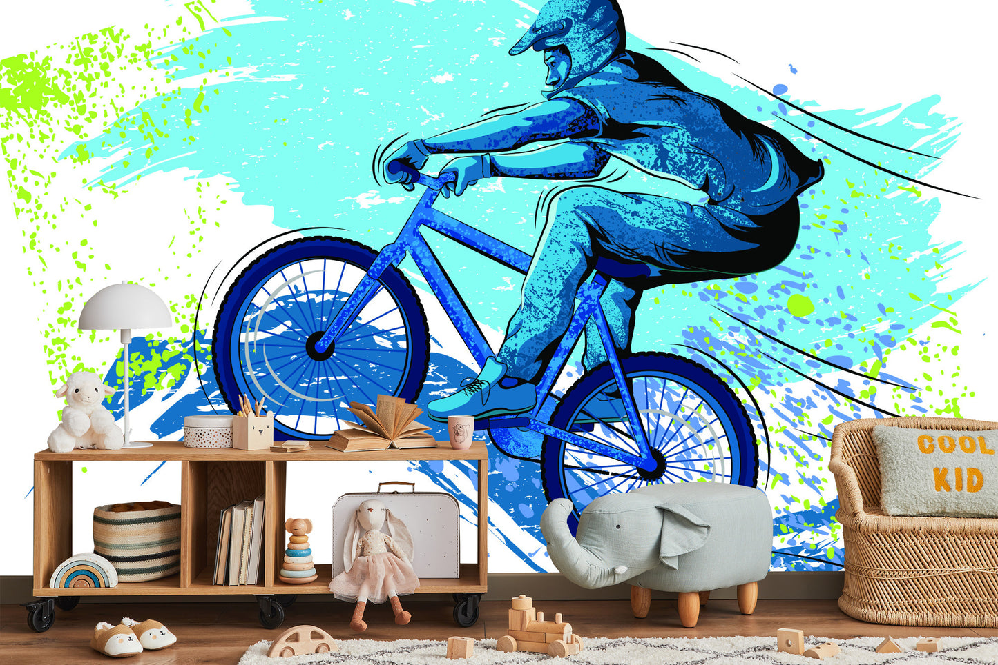 Fototapete Radfahrer Im Graffiti-Stil