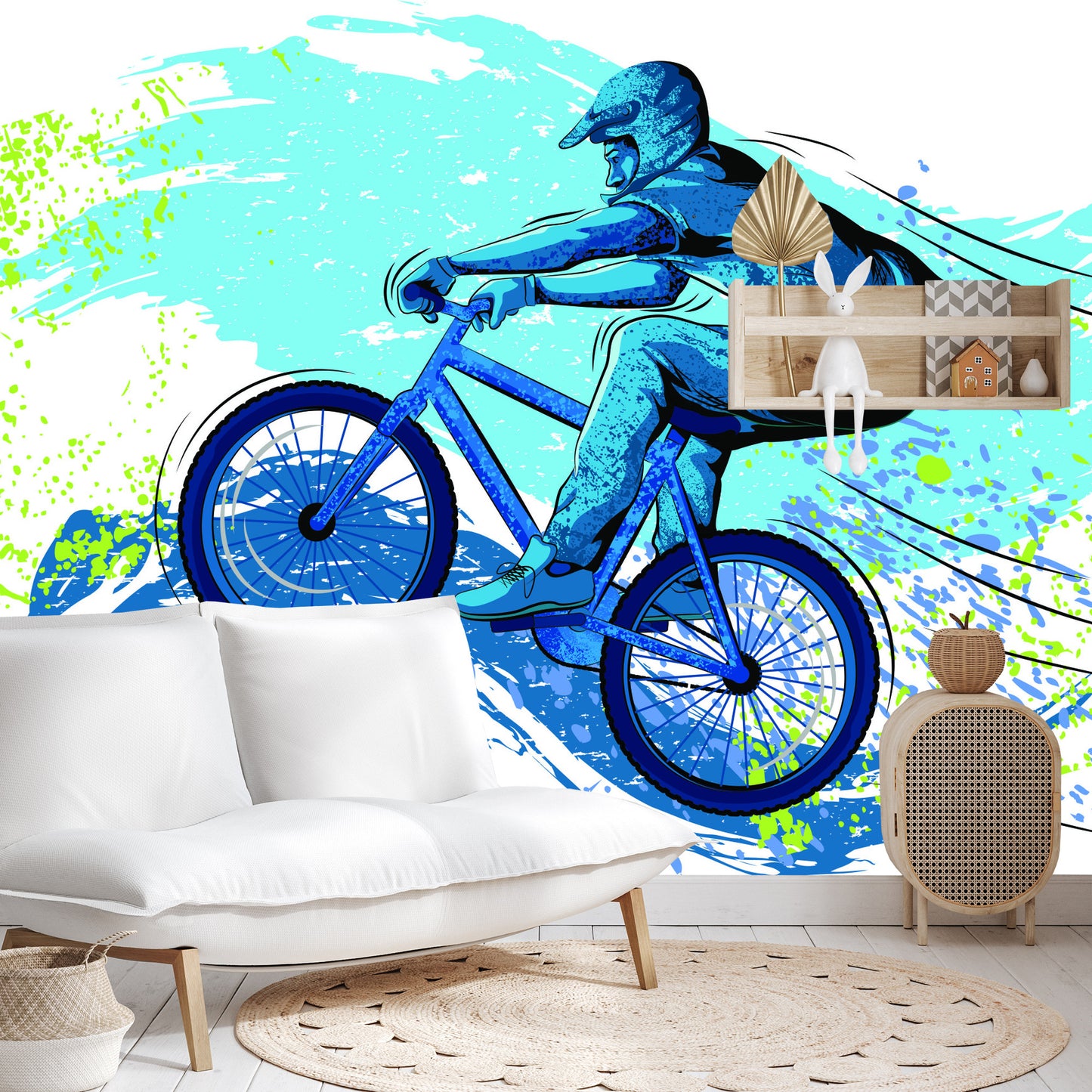 Fototapete Radfahrer Im Graffiti-Stil