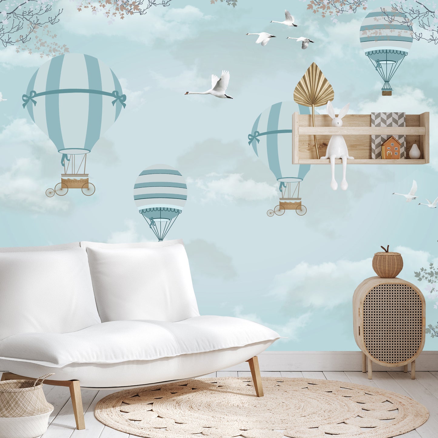 Fototapete Ballons Und Retro-Flugzeuge