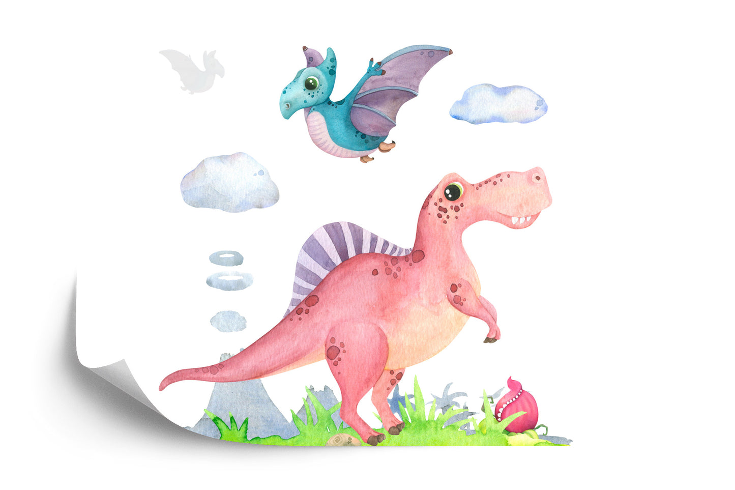 Fototapete Aquarell Dinosaurier