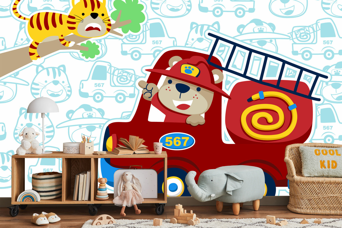 Fototapete Bär Als Feuerwehrmann