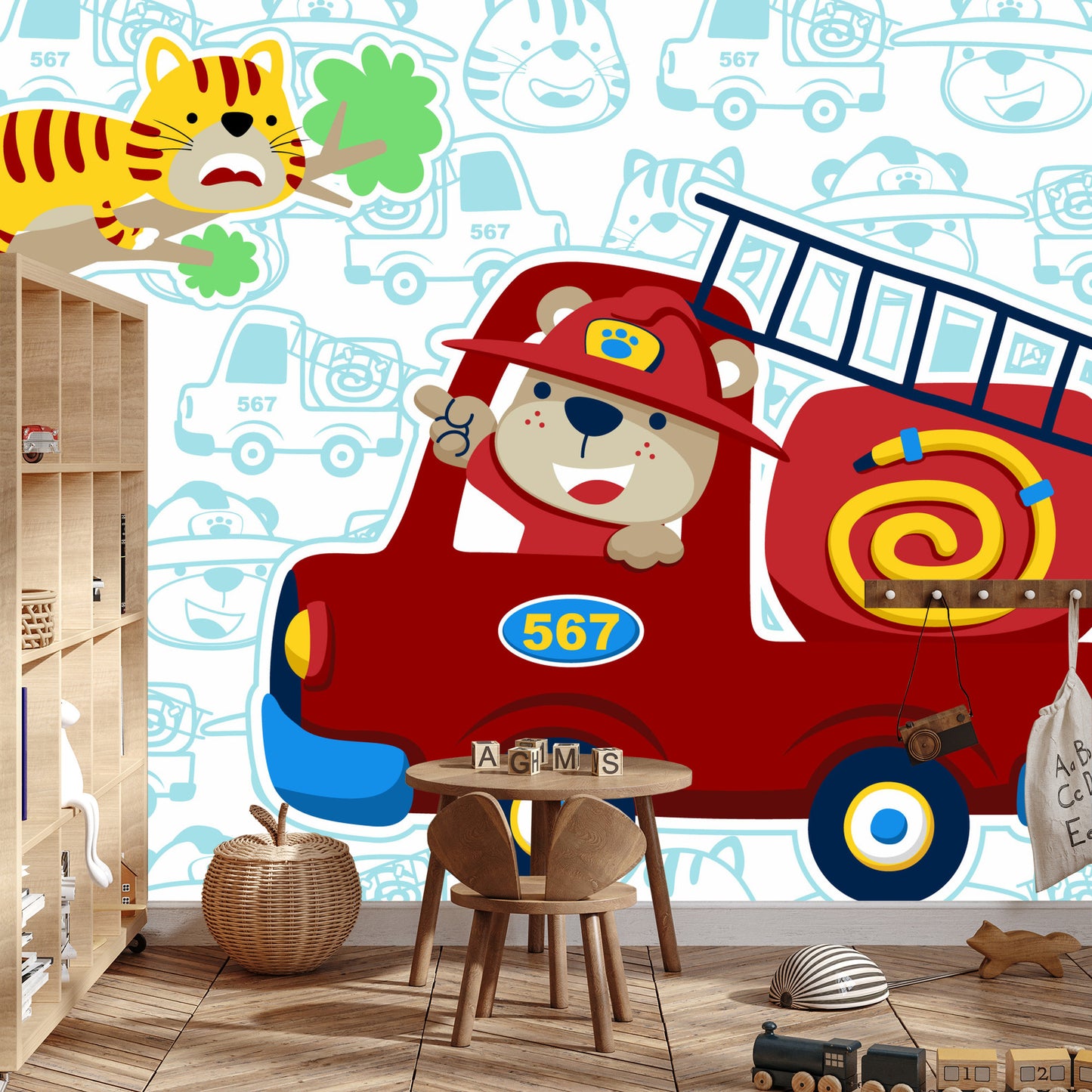 Fototapete Bär Als Feuerwehrmann