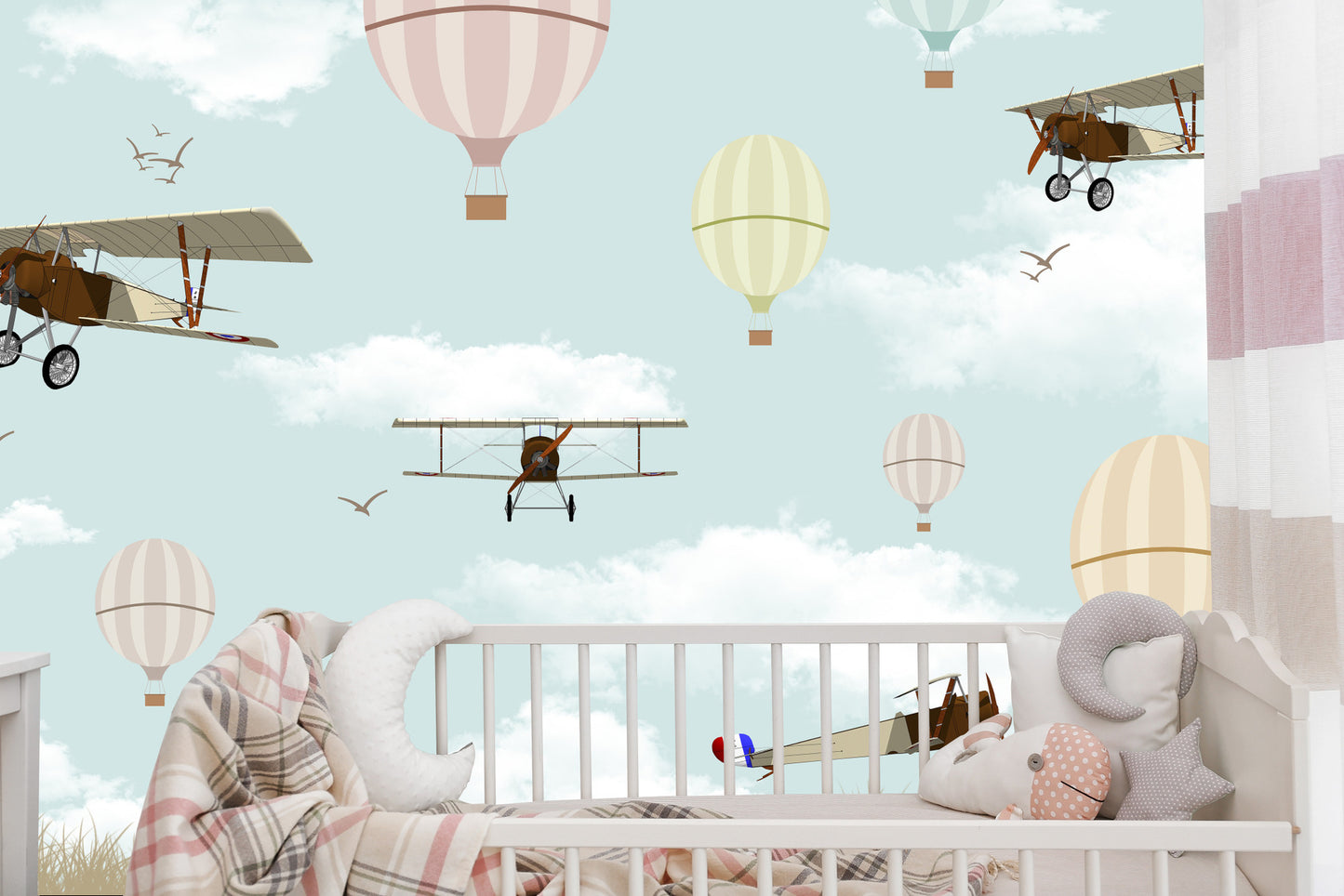 Fototapete Flugzeuge Und Ballons Am Himmel