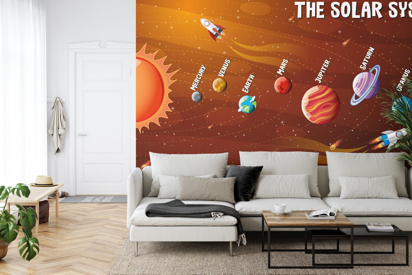 Fototapete Orangefarbenes Sonnensystem