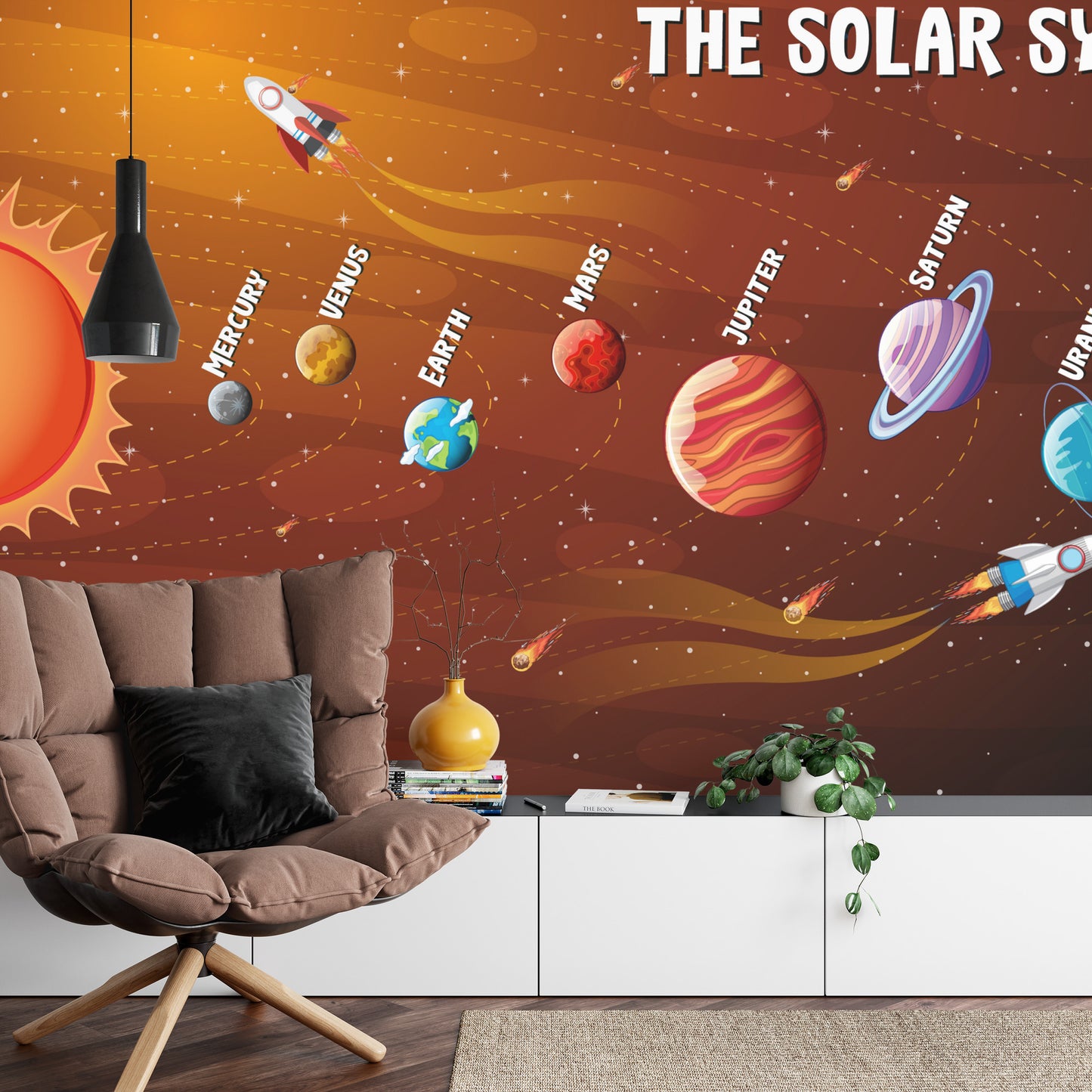 Fototapete Orangefarbenes Sonnensystem