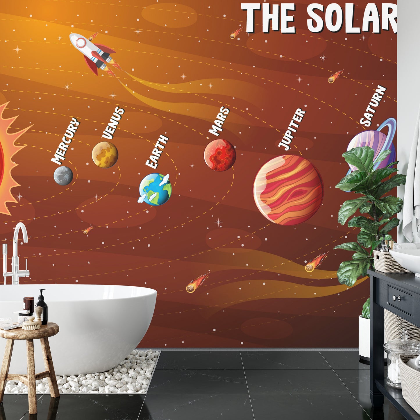 Fototapete Orangefarbenes Sonnensystem