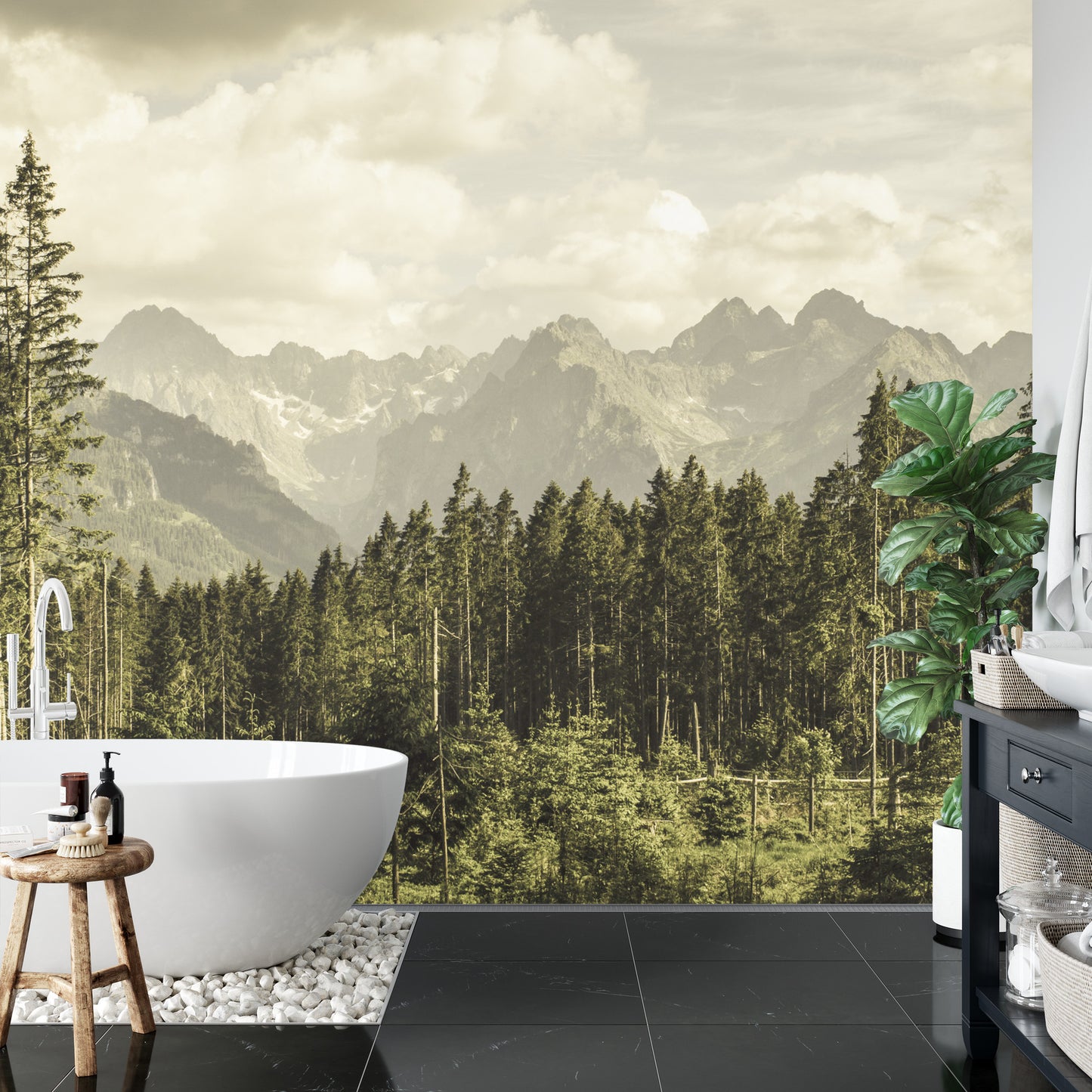 Fototapete Wald Berge