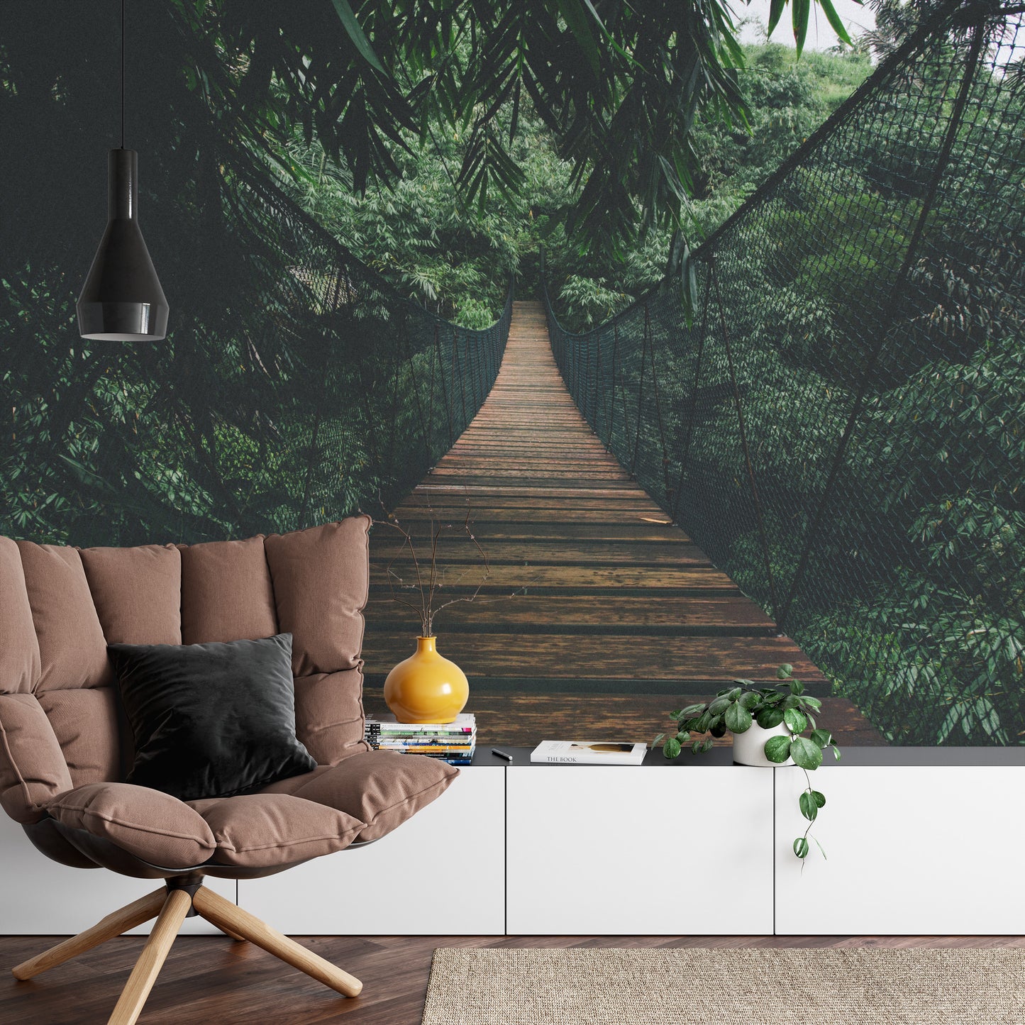 Fototapete Hängebrücke In Einem Wald