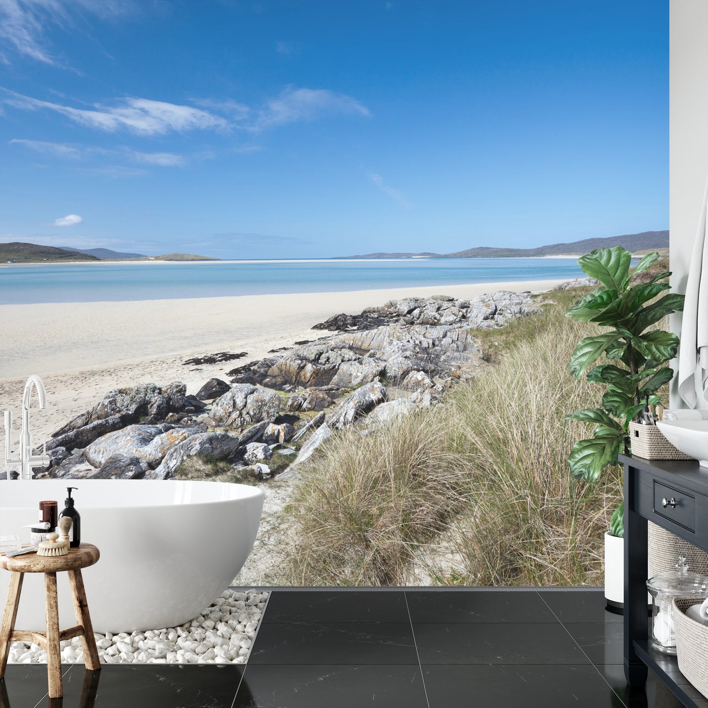 Fototapete Strand Felsen