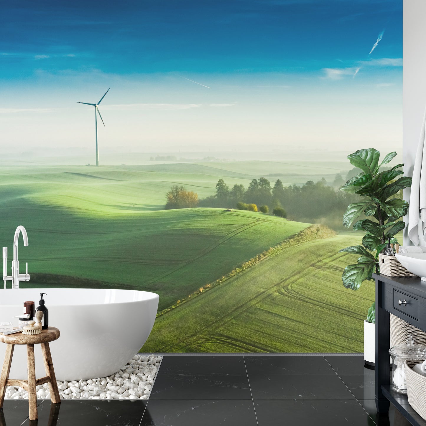 Fototapete Luftaufnahme Einer Grünen Wiese 3D