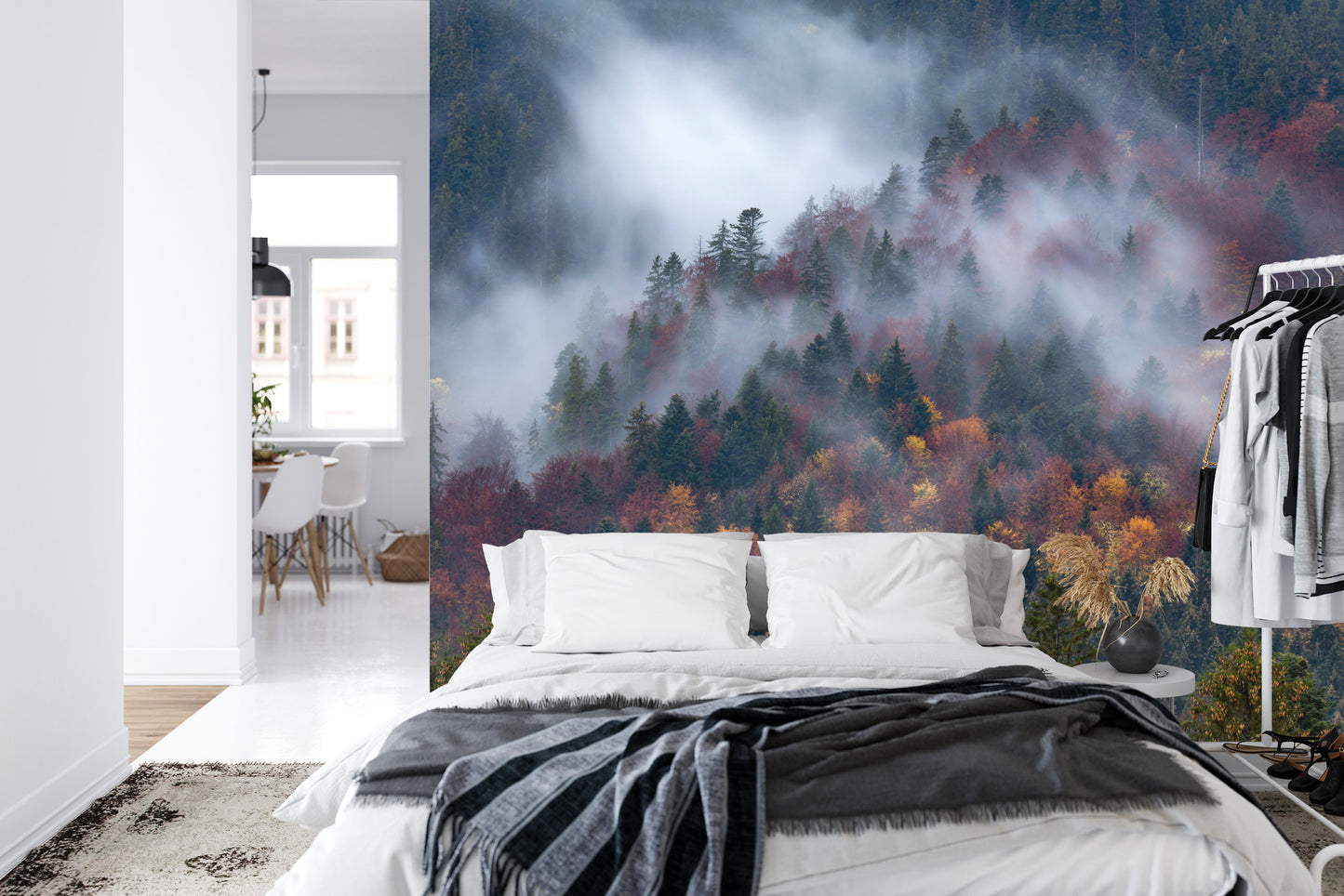 Fototapete Herbstwald Im Schönen Nebel
