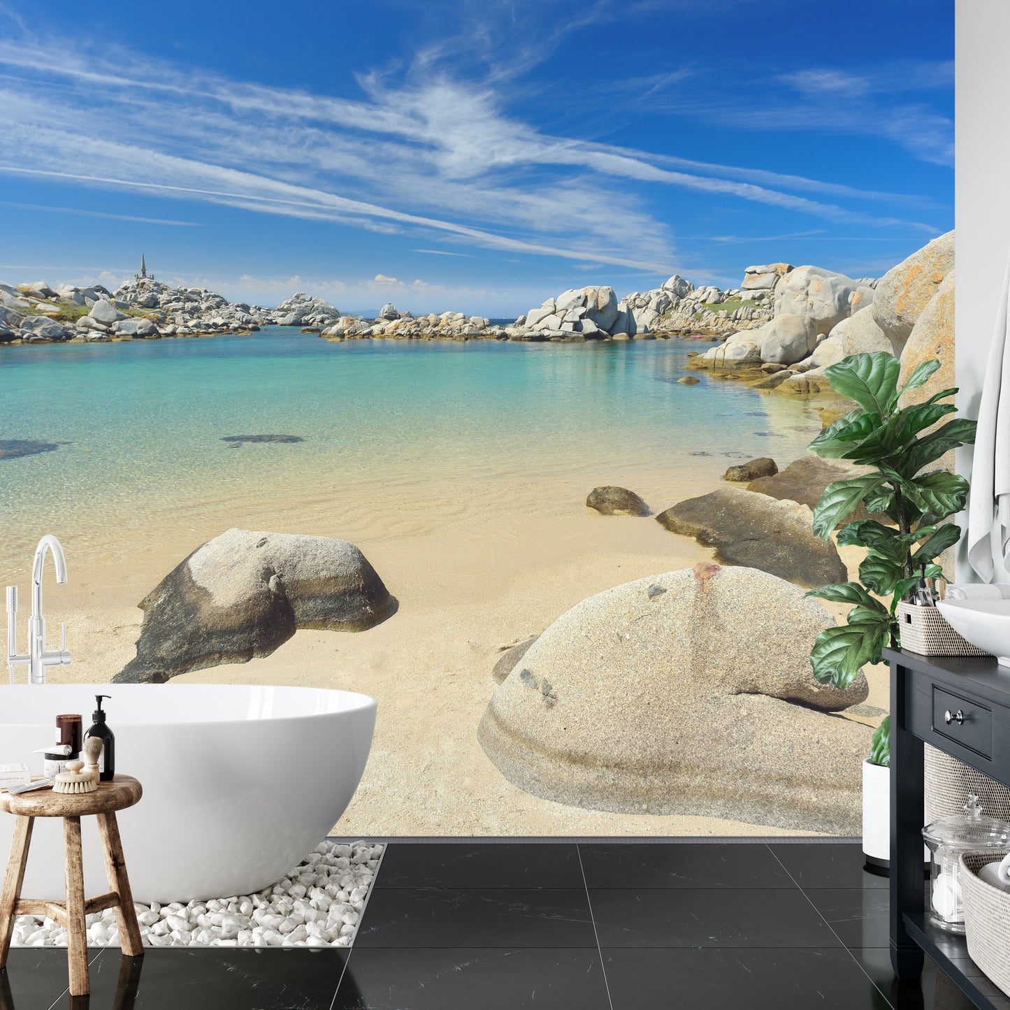 Fototapete Strand Felsen