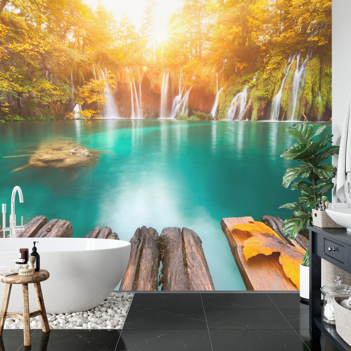 Fototapete Herbst Wasserfall