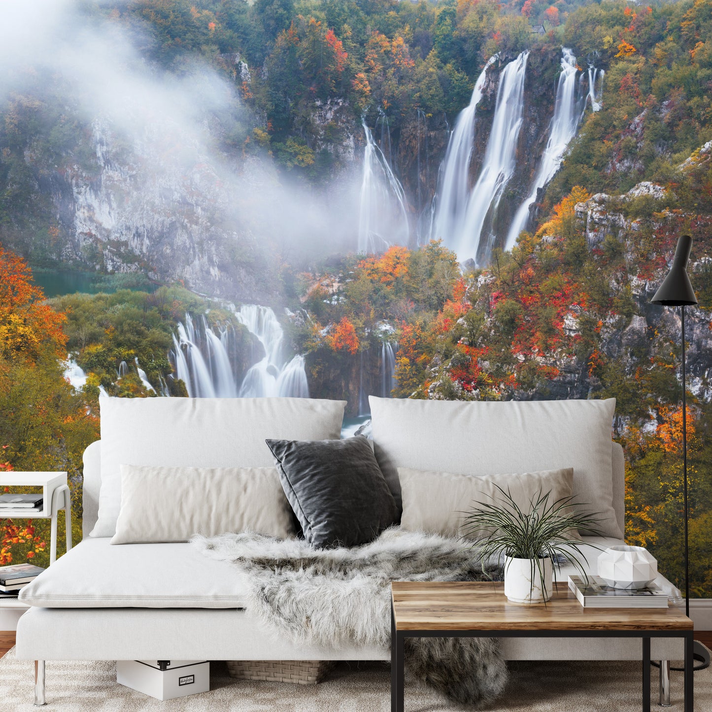 Fototapete Herbst Wasserfall