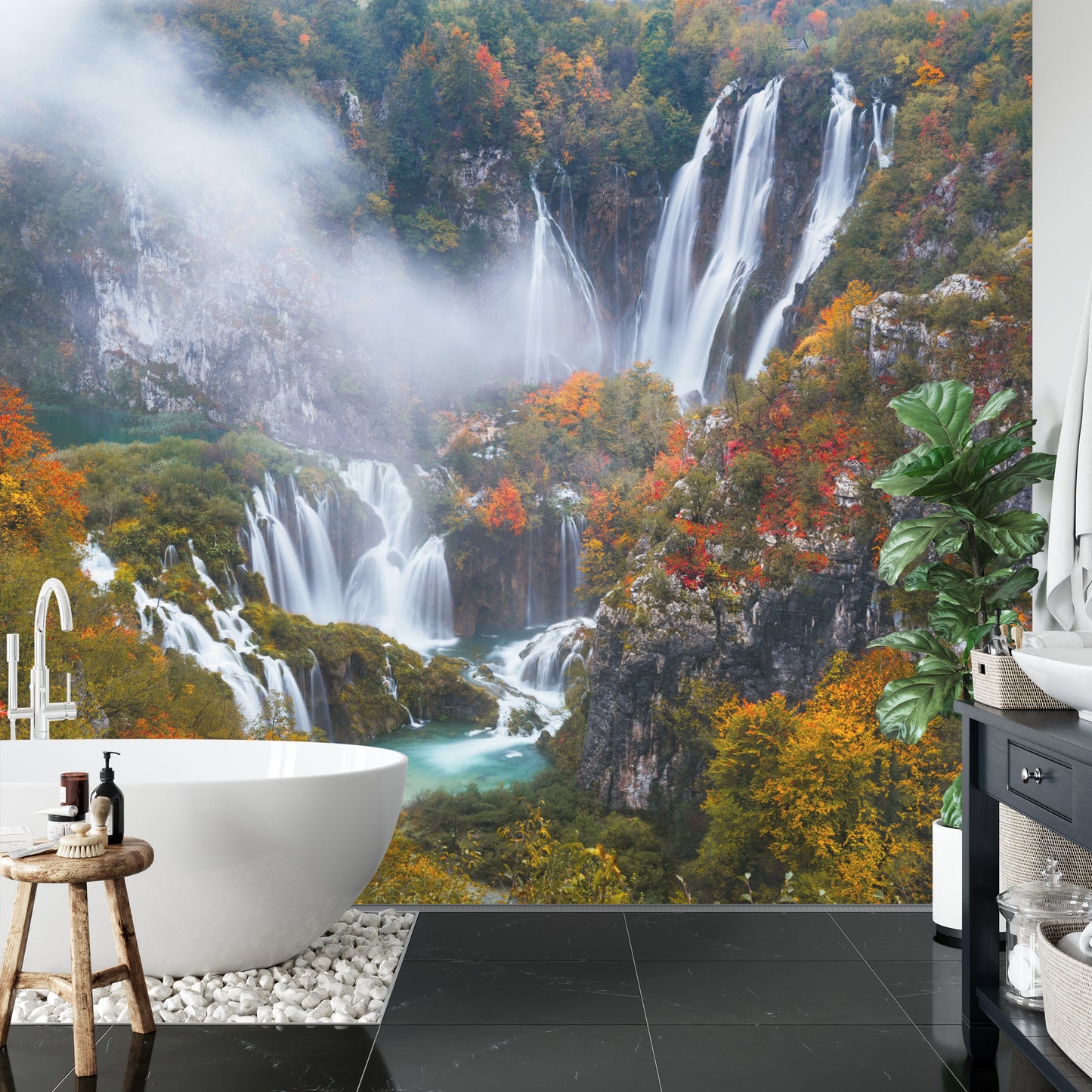 Fototapete Herbst Wasserfall
