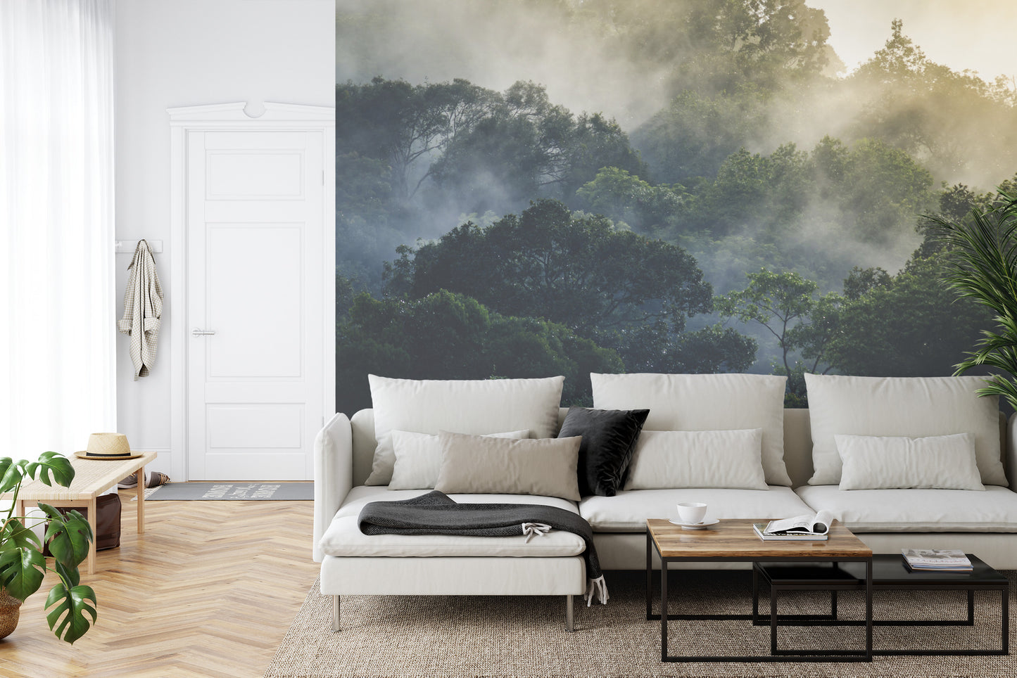 Fototapete Landscape Of Asia Tropical Rainforest, Canopy Tree Of Jungle Green Forest Park Outdoor, Nature Environment Mountain View, Concept Of Freedom Relaxation In Holiday For Spa Yoga And Retreat