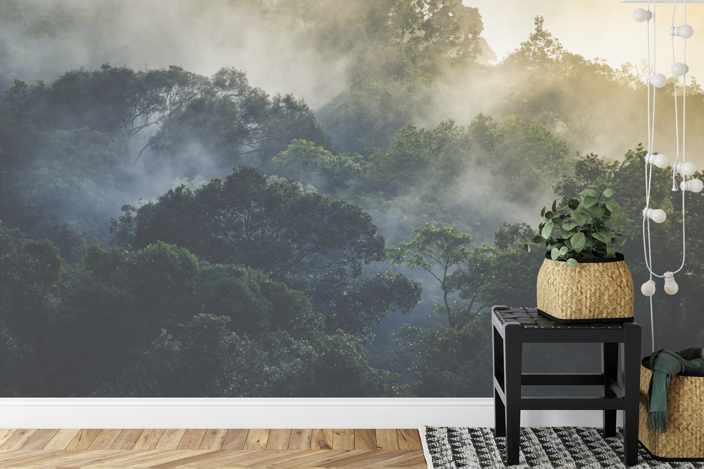 Fototapete Landscape Of Asia Tropical Rainforest, Canopy Tree Of Jungle Green Forest Park Outdoor, Nature Environment Mountain View, Concept Of Freedom Relaxation In Holiday For Spa Yoga And Retreat