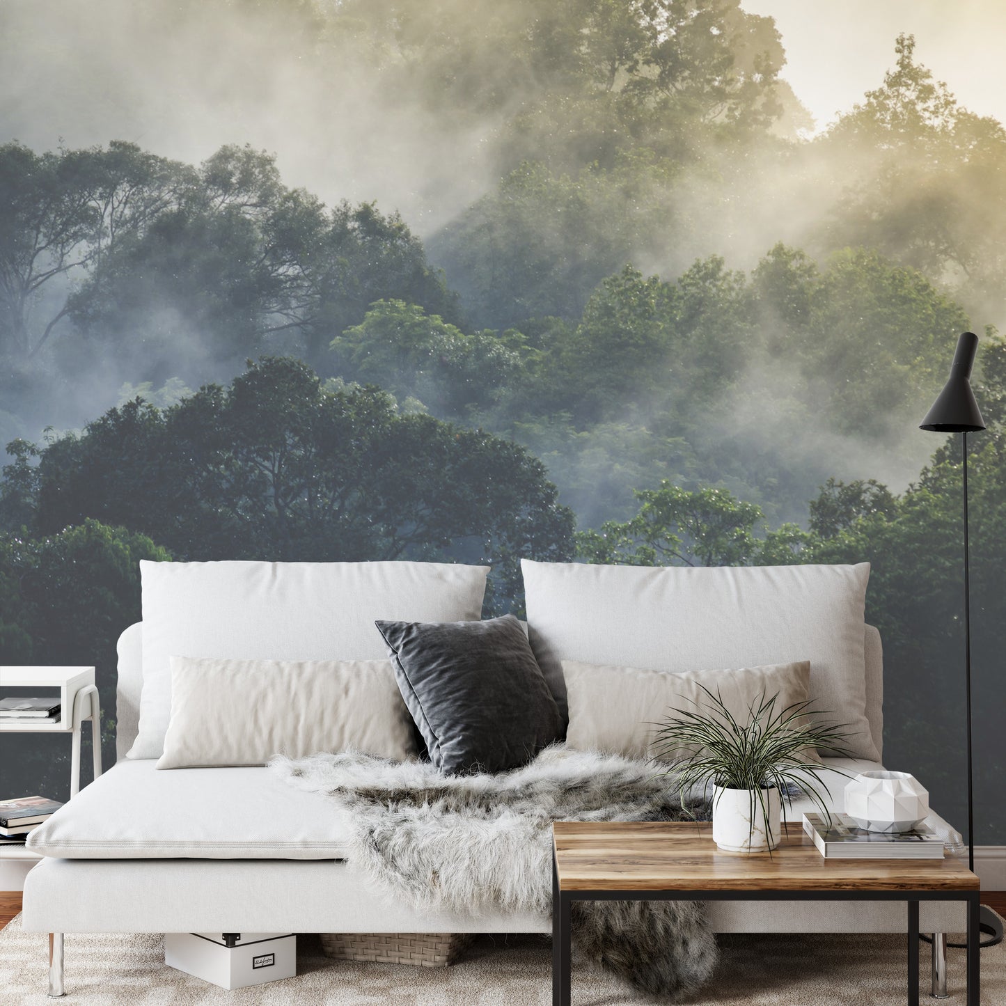 Fototapete Landscape Of Asia Tropical Rainforest, Canopy Tree Of Jungle Green Forest Park Outdoor, Nature Environment Mountain View, Concept Of Freedom Relaxation In Holiday For Spa Yoga And Retreat