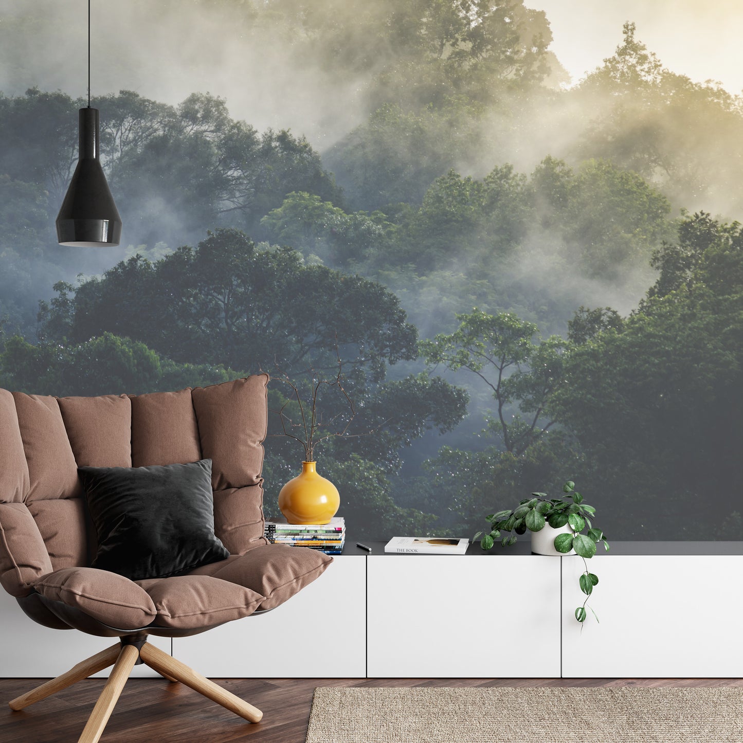 Fototapete Landscape Of Asia Tropical Rainforest, Canopy Tree Of Jungle Green Forest Park Outdoor, Nature Environment Mountain View, Concept Of Freedom Relaxation In Holiday For Spa Yoga And Retreat