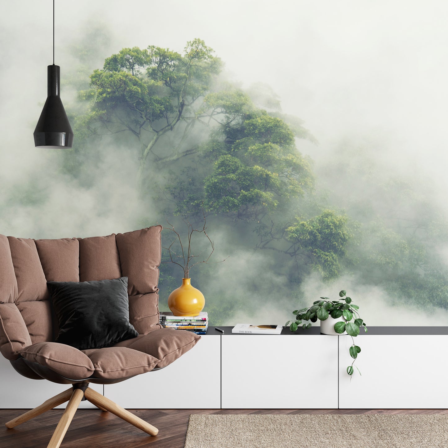 Fototapete Tropical Forest In Japan, Nature Jungle With Green Tree And Fog, Concept Of Zin Therapy Comfortable Freedom Relaxing For Spa And Yoga, Eco Natural Sustainable Conservation