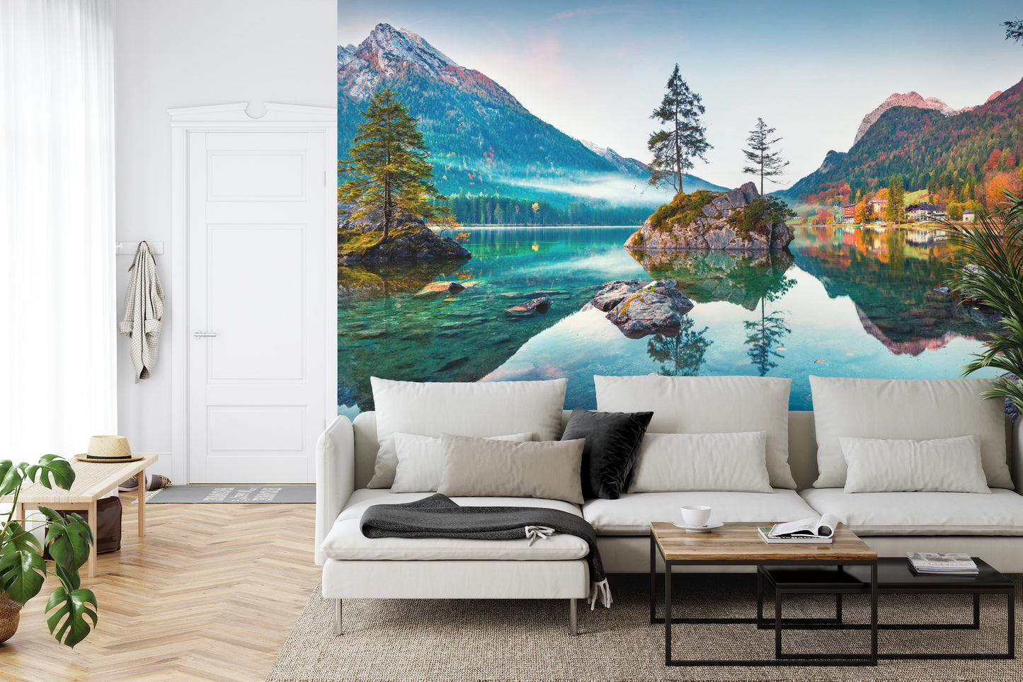 Fototapete Beautiful Autumn Scene Of Hintersee Lake. Colorful Morning View Of Bavarian Alps On The Austrian Border, Germany, Europe. Beauty Of Nature Concept Background.