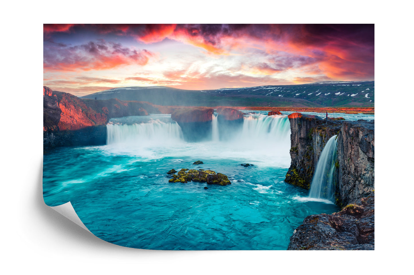 Fototapete Unbelievable Summer Morning Scene On The Godafoss Waterfall.