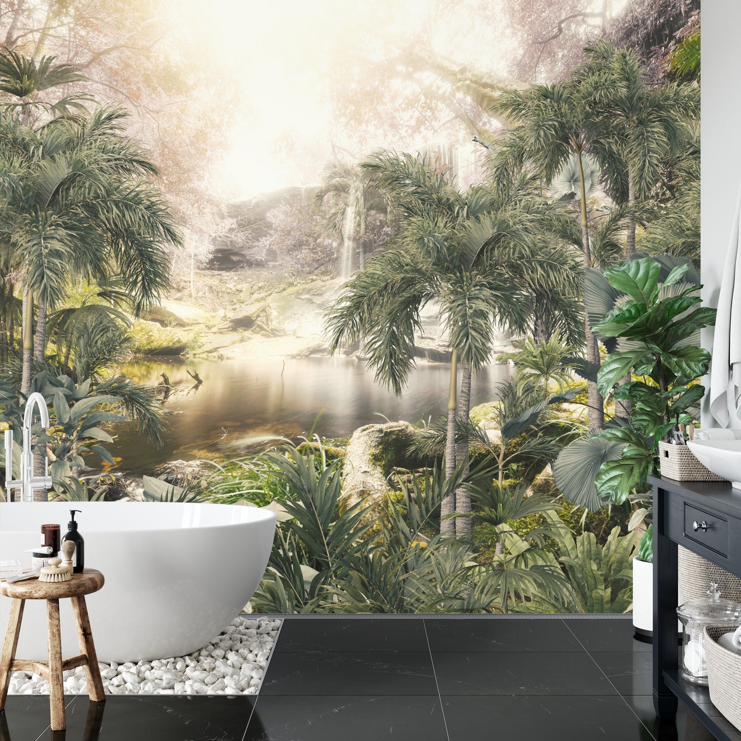 Fototapete Tropical Trees And Leaves For Digital Printing Wallpaper, Custom Design Wallpaper - 3D