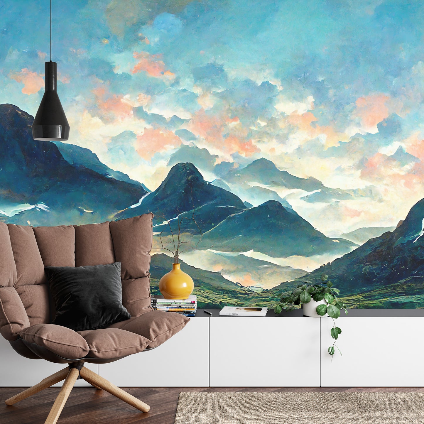 Fototapete Fairy Land, Contemporary Art, Poetic Scenery Background, Oil Canvas Painting