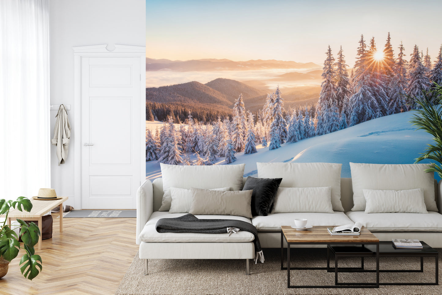 Fototapete Impressive Winter Morning In Carpathian Mountains With Snow Covered Fir Trees. Colorful Outdoor Scene, Happy New Year Celebration Concept. Artistic Style Post Processed Photo.