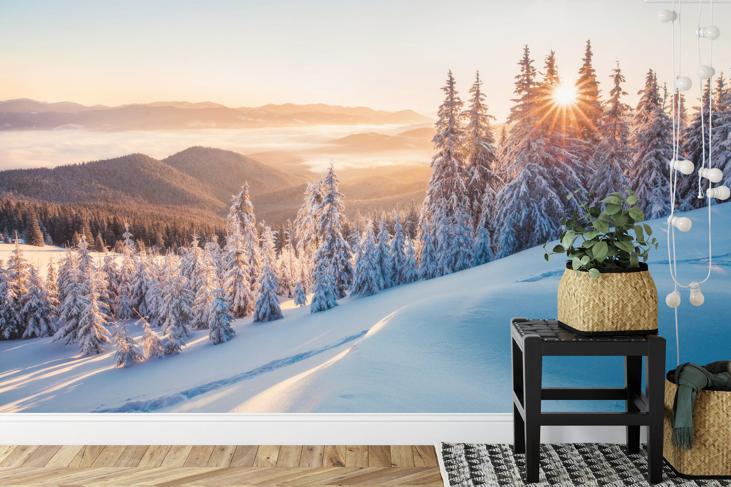 Fototapete Impressive Winter Morning In Carpathian Mountains With Snow Covered Fir Trees. Colorful Outdoor Scene, Happy New Year Celebration Concept. Artistic Style Post Processed Photo.