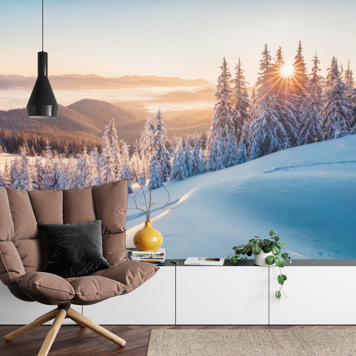 Fototapete Impressive Winter Morning In Carpathian Mountains With Snow Covered Fir Trees. Colorful Outdoor Scene, Happy New Year Celebration Concept. Artistic Style Post Processed Photo.