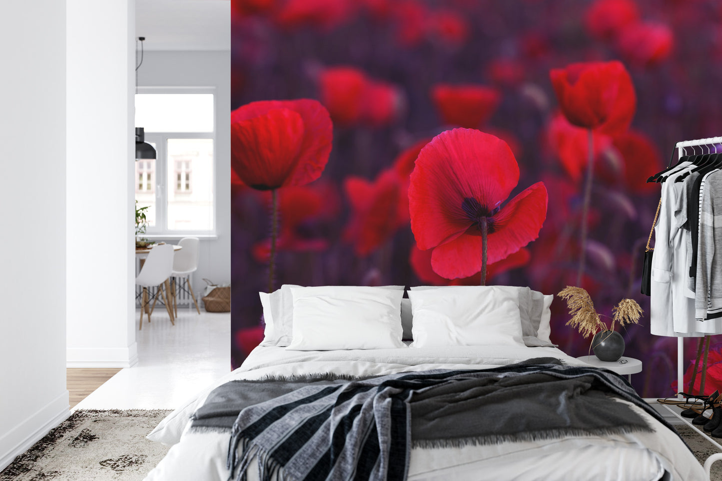 Fototapete Wilde Rote Mohnblumen