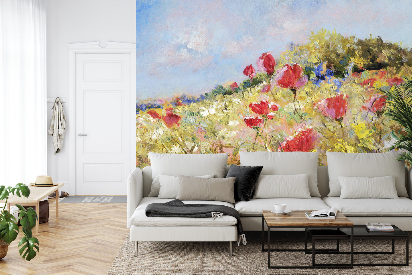 Fototapete Gemalte Mohnblumen