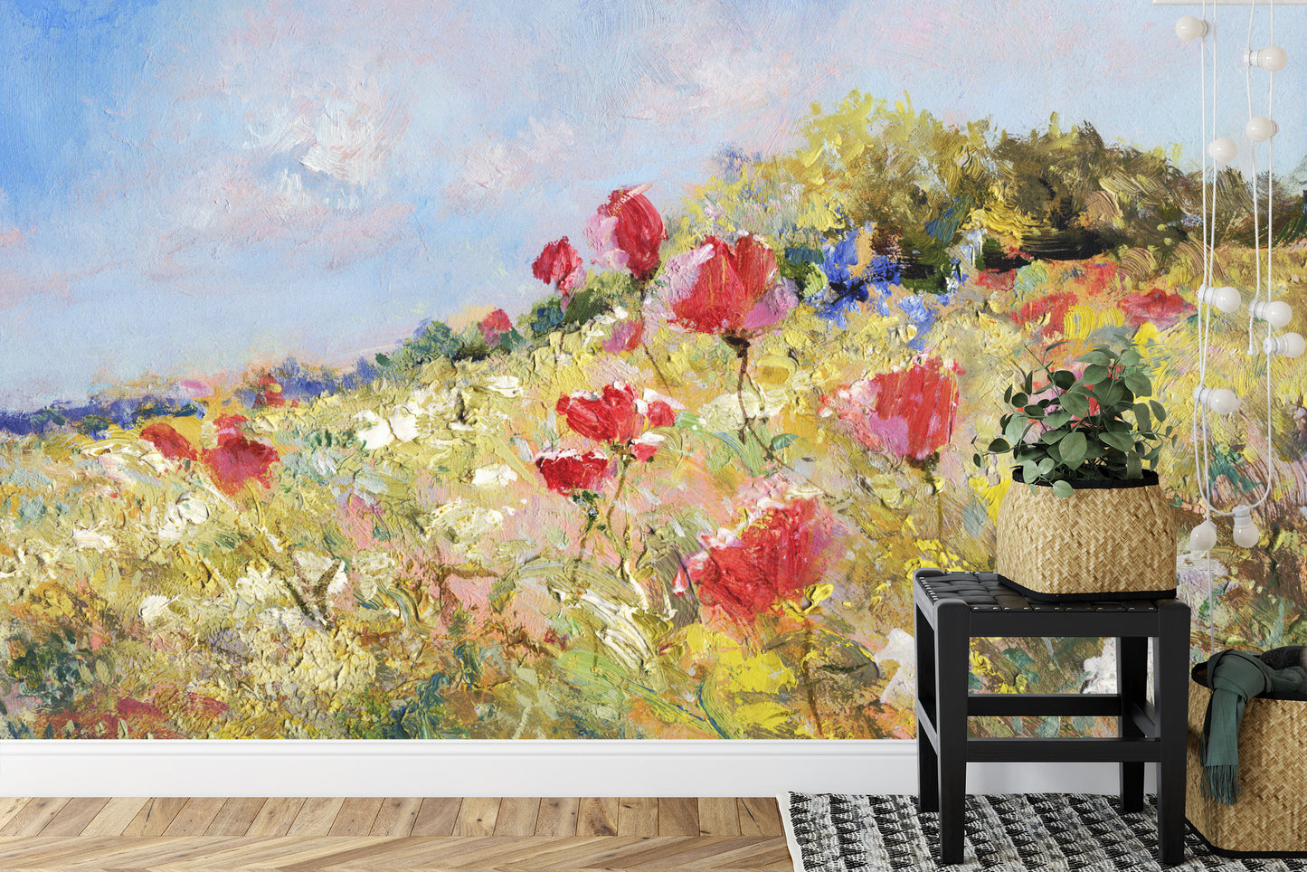 Fototapete Gemalte Mohnblumen
