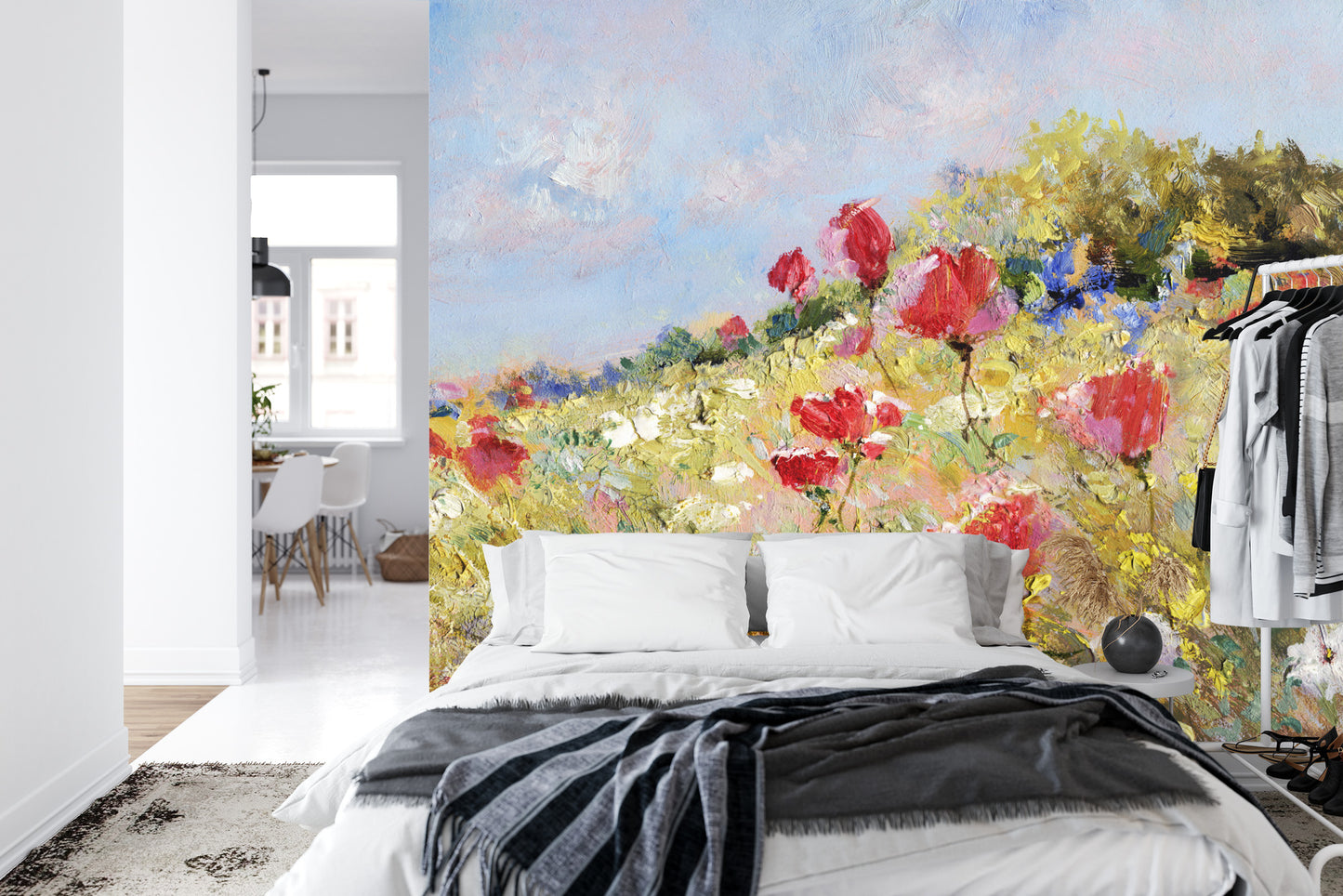 Fototapete Gemalte Mohnblumen