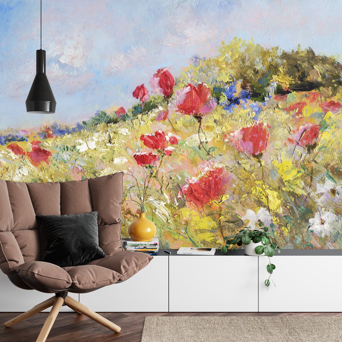 Fototapete Gemalte Mohnblumen