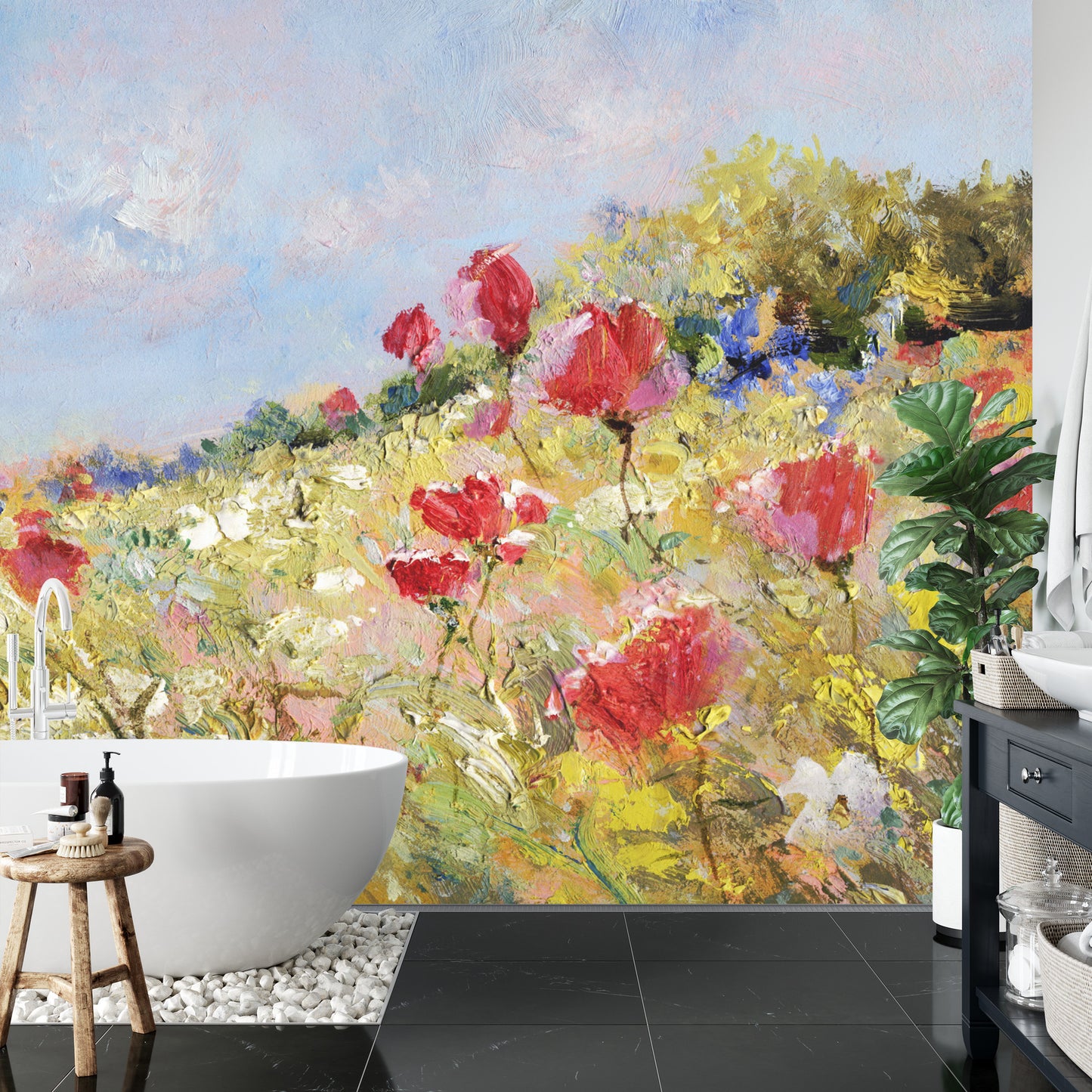 Fototapete Gemalte Mohnblumen