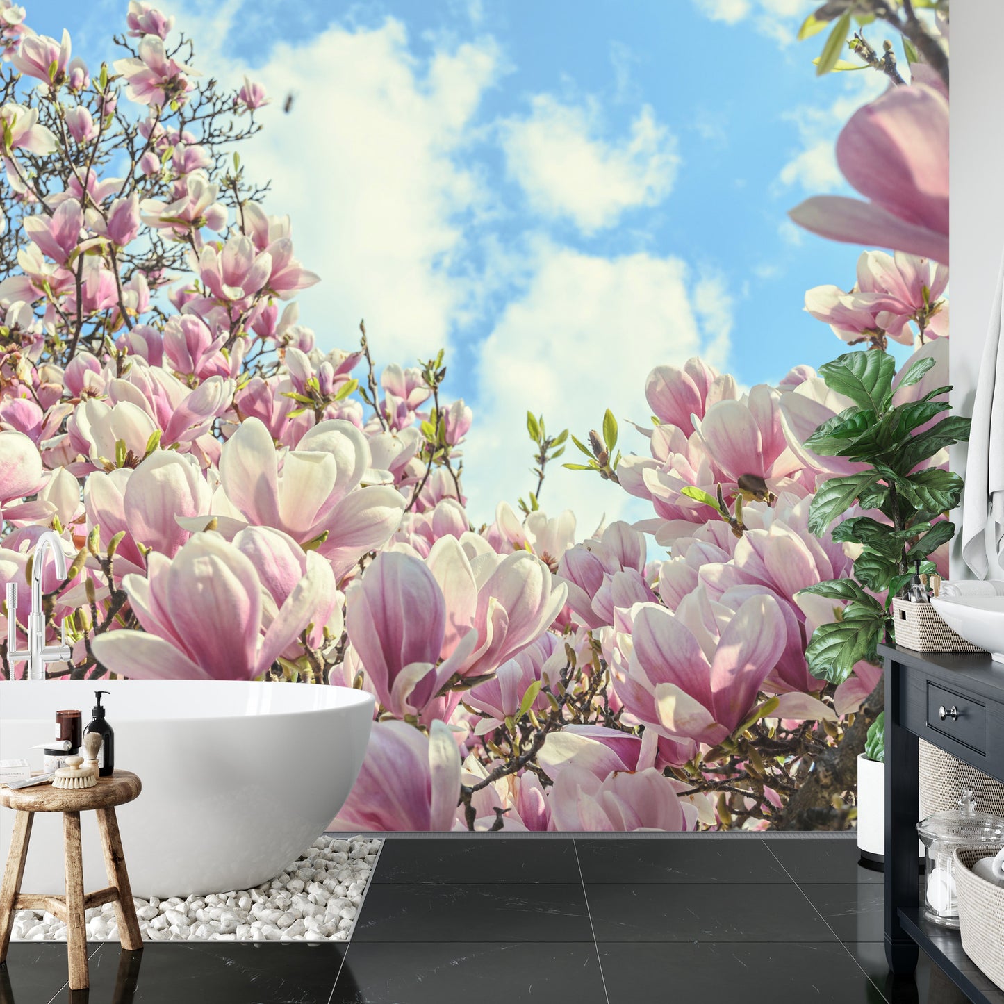 Fototapete Bunt Blühende Magnolie