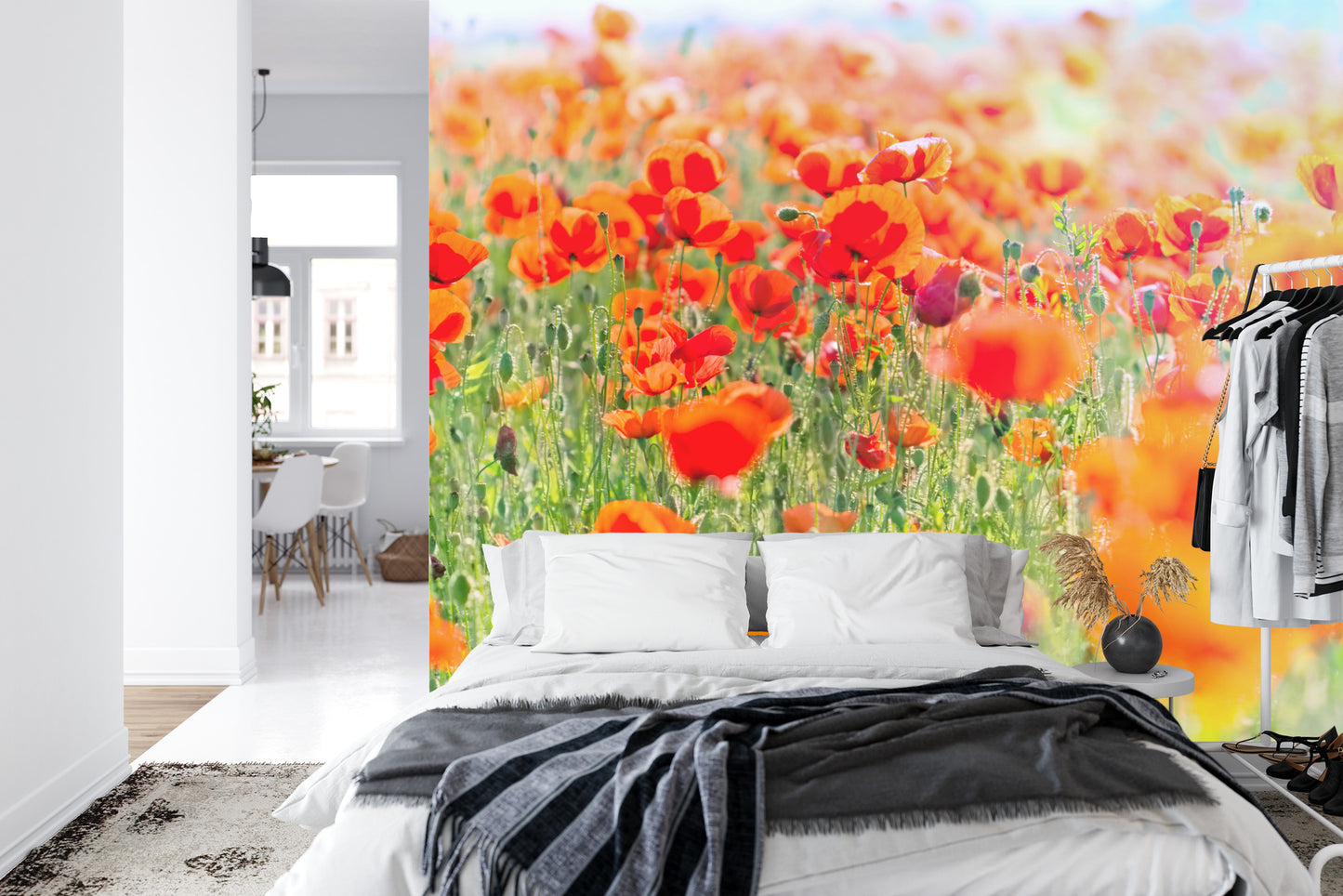 Fototapete Feld Der Roten Mohnblumen