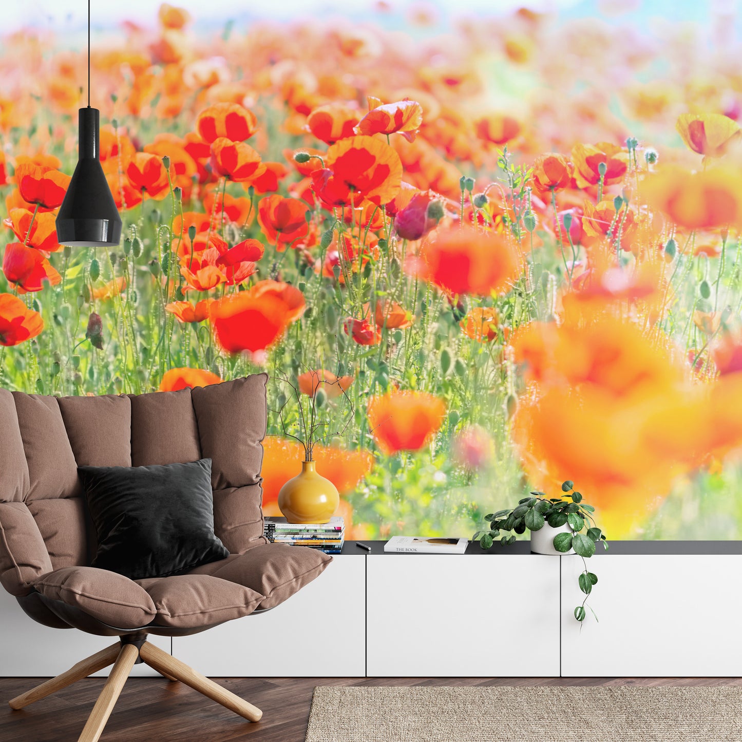 Fototapete Feld Der Roten Mohnblumen