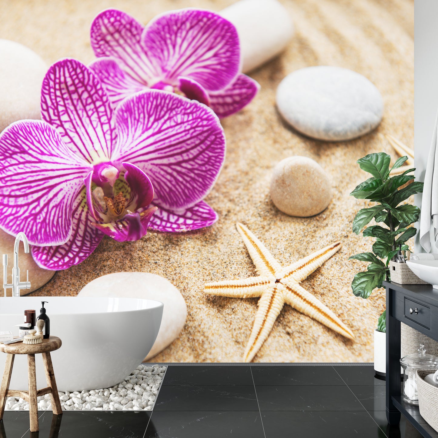 Fototapete Spa Strand Orchidee